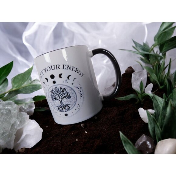 Protect Your Energy Mug Witchy Moon Phases Tree of Life Magical Gift - Picture 4 of 12